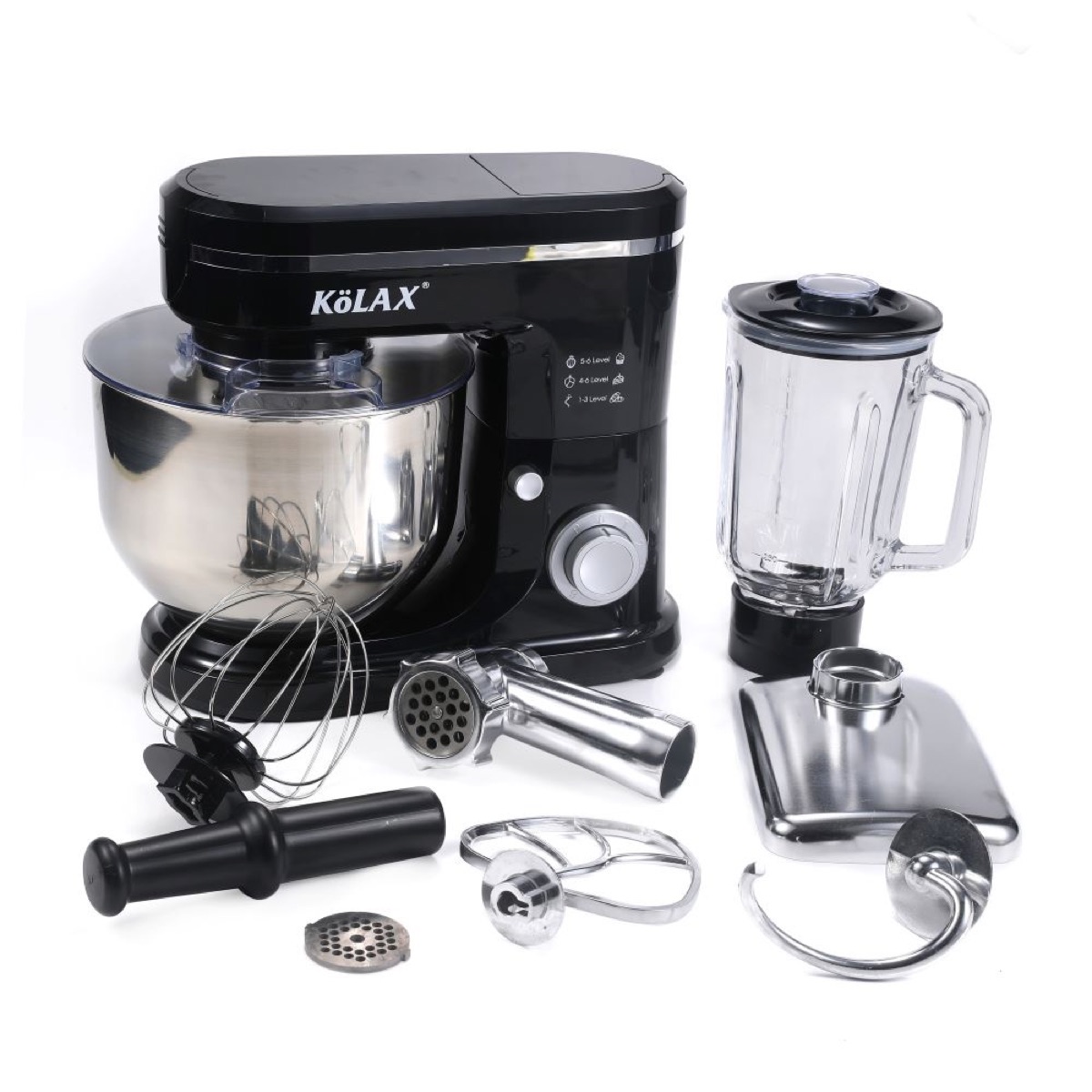 5-in-1 Multifunctional Stand Mixer,6.8L 1500W, 6-Speed Tilt-head, Electric Kitchen Mixer with Stainless Steel Bowl,Meat Grinder, Juice Blender, view 4