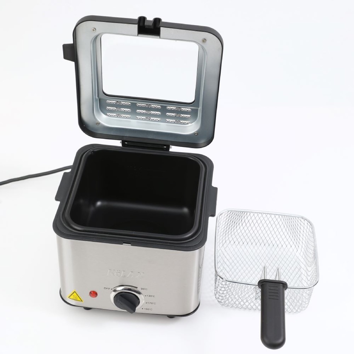 KöLAX Deep Fryer, Restaurant-Style Basket, Easy-View Window & Adjustable Temp Control, Stainless - 2 Liter, view 3