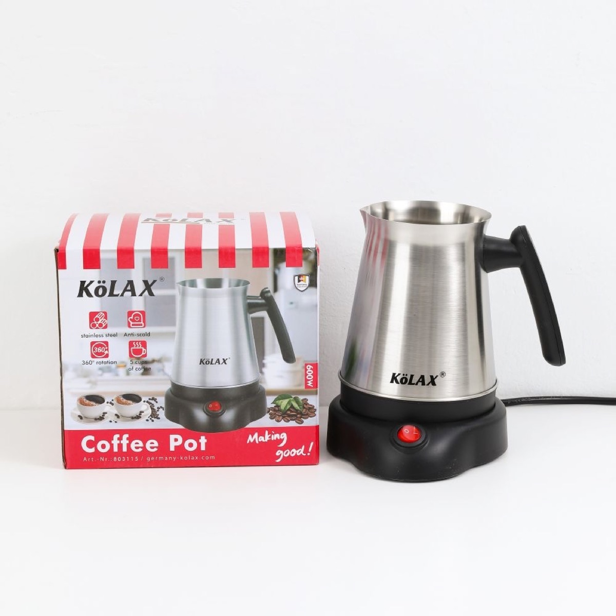 KöLAX Electric Turkish Coffee Maker 800ml Stainless Steel Electric Coffee Machine Multifunctional 600W with Ergonomic Anti Scald Handle, for 5 to 6 Cups
