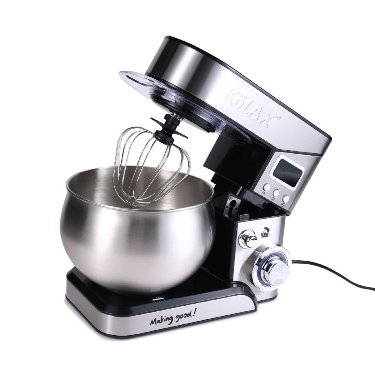 KöLAX Stand Mixer mit LCD-Anzeige 1300W, 6 Geschwindigkeits elektrischer Mixer mit 5L SS-Mischschale, Küchenmischer mit Teighaken, Eiwhisk, Beater & Backspalte, Lebensmittelmischer mit Timer, view 2