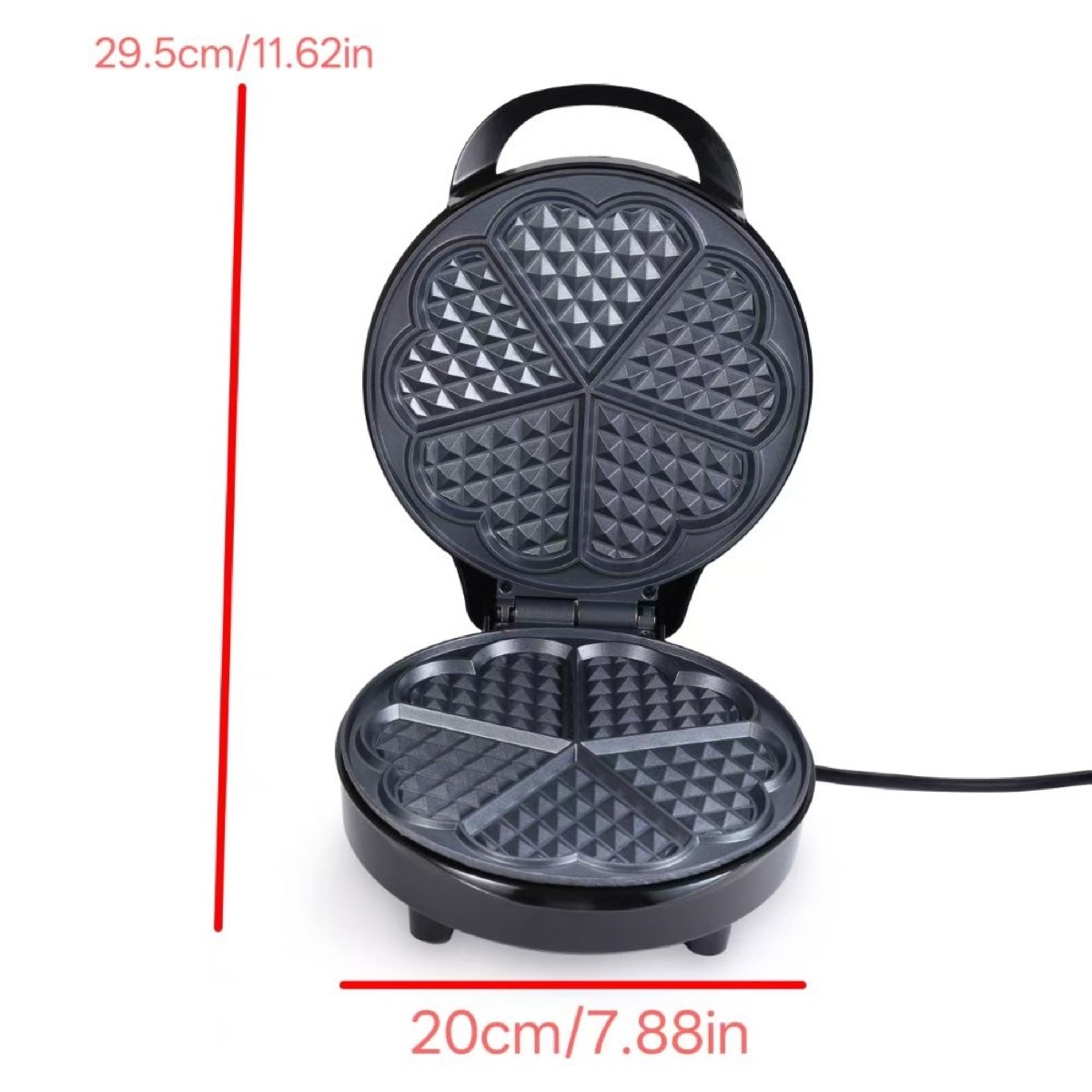 KöLAX Heart Waffle Maker, 900W Nonstick Double-side Heating Mini Heart Waffle Maker, Easy to Clean, Home Baking Machine, view 3