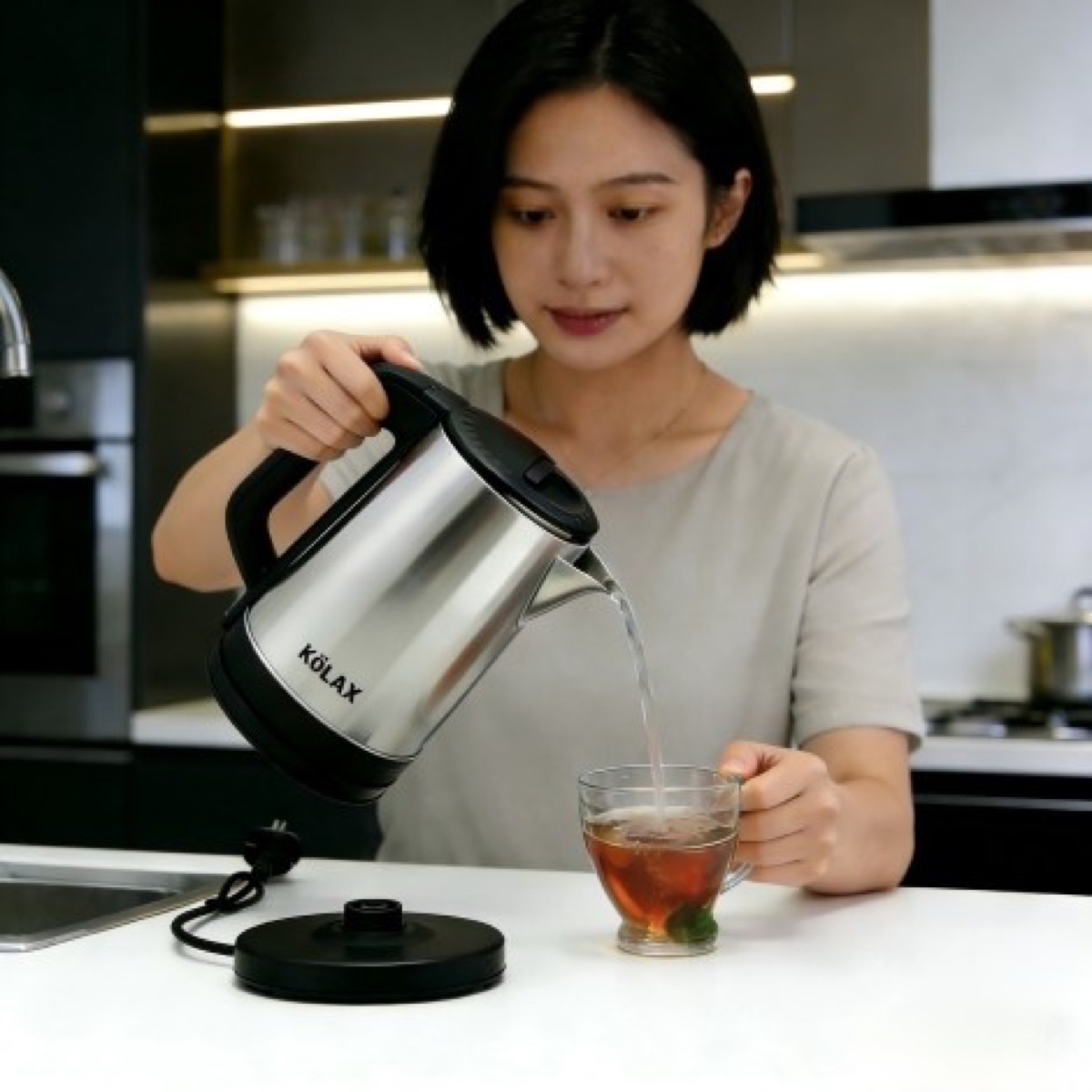 KöLAX 2.3 L Electric Kettles Stainless Steel，Hot Water coffee Stainless Steel Travel Tea Maker kettle for Boiling ，Tea Maker Machine, view 2