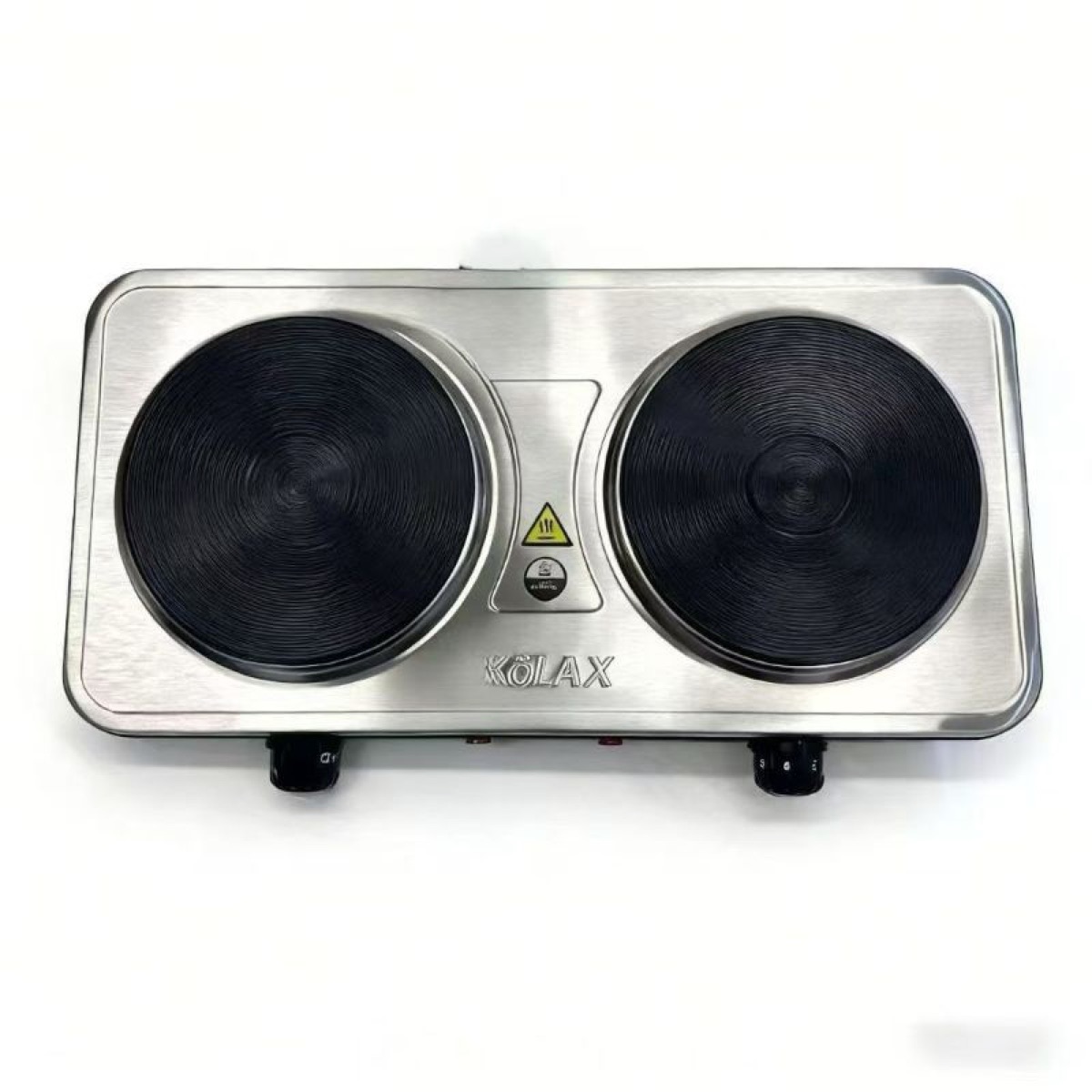 KöLAX Countertop Double Cast Iron Burn1000W+1000W Electric Hot Plate, Temperature Controls, Power Indicator Lights, Easy to Clean, view 2