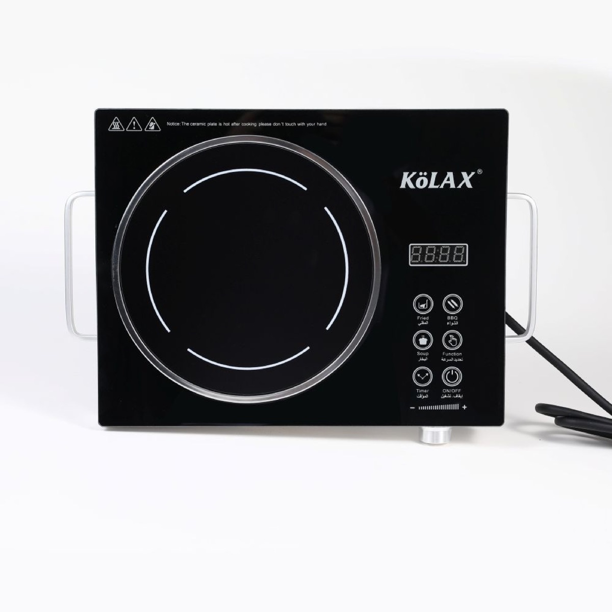 KöLAX Electric Cooktop Hot Plate, 2200W Electric Single Burner with Timer, Adjustable Temperature for Countertop Cooking, Portable Stove Top Infrared Cooker, Compatible for All Cookwares, view 2