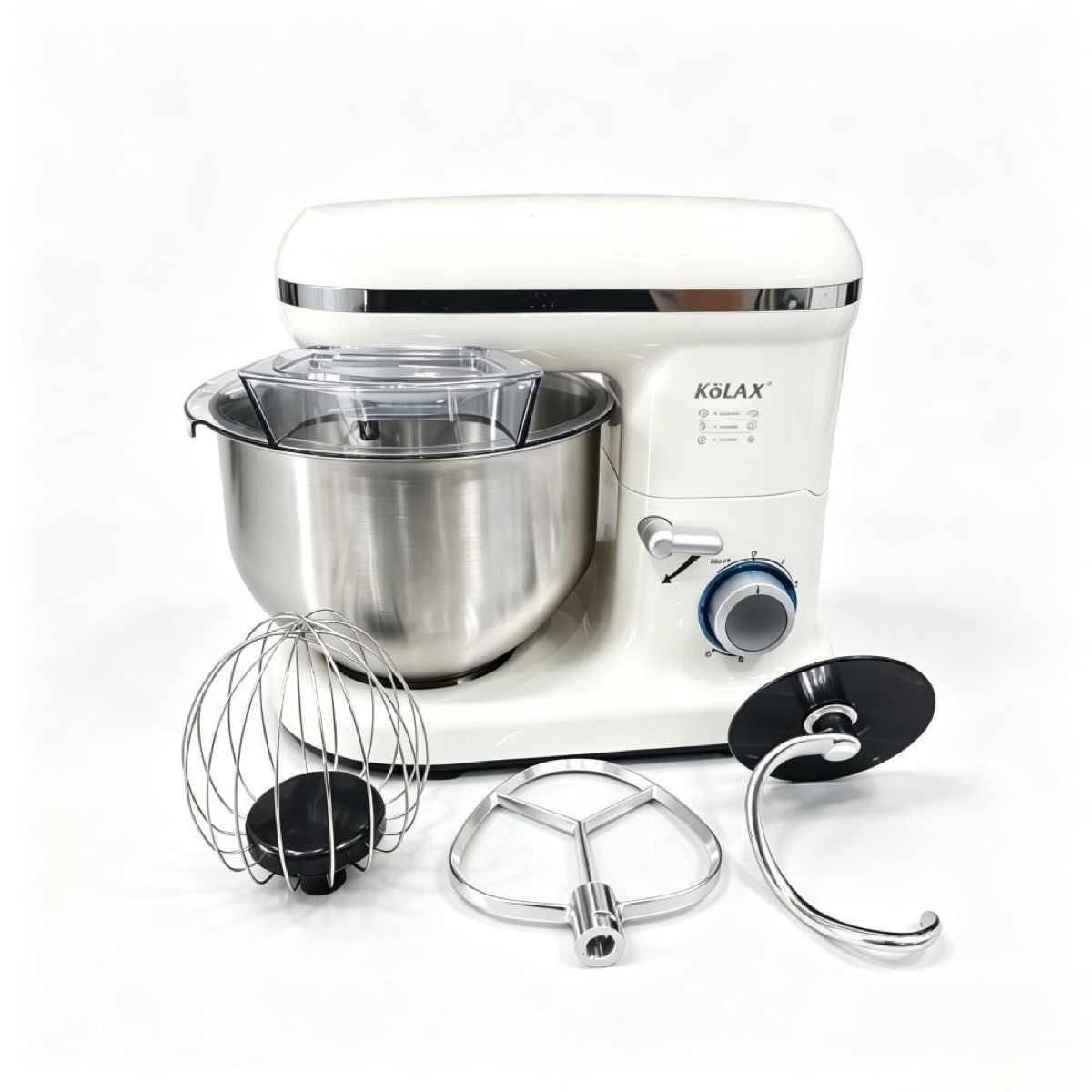 KöLAX Stand Mixer, 5L 6-Speed Tilt-Head Electric Stand Mixer, 3-In-1 Kitchen Mixer with Bowl, Dough Hook, Whisk and Beater,Beige/Black, view 4