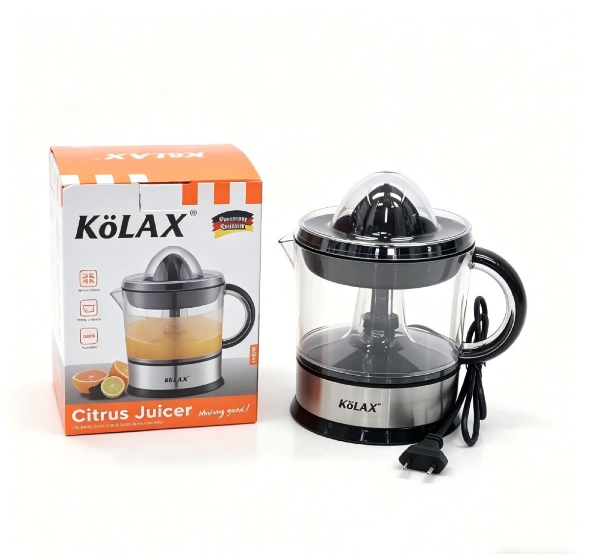 KöLAX BPA-Free Electric Citrus Juicer, Compact, Large Volume, Oranges, Lemons, Limes, Grapefruits with Easy Pour Spout