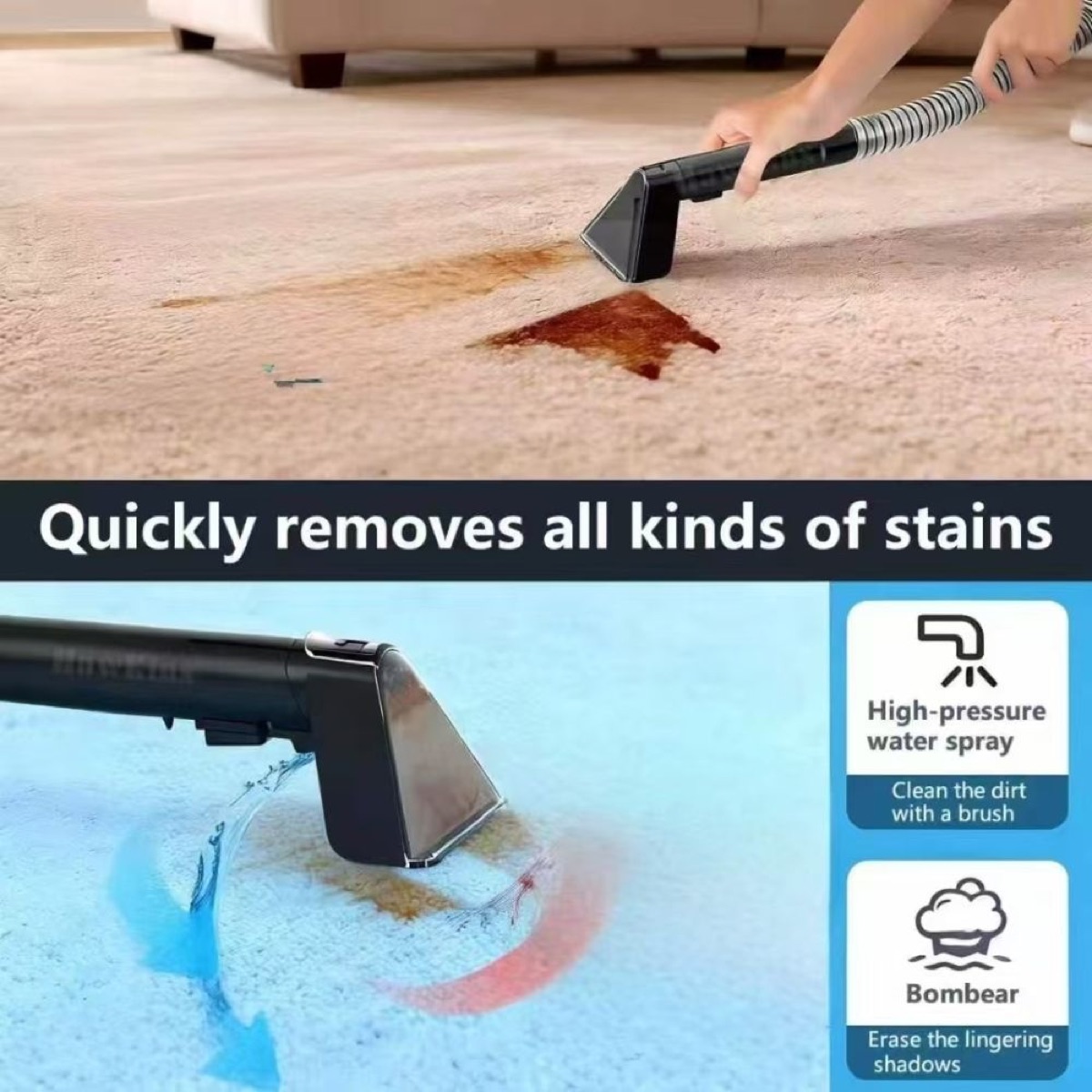 KöLAX Portable Carpet & Upholstery Cleaner, Deep Cleaning for Rugs, Couch, Car Interiors Stains, Pet & Family Friendly, view 4