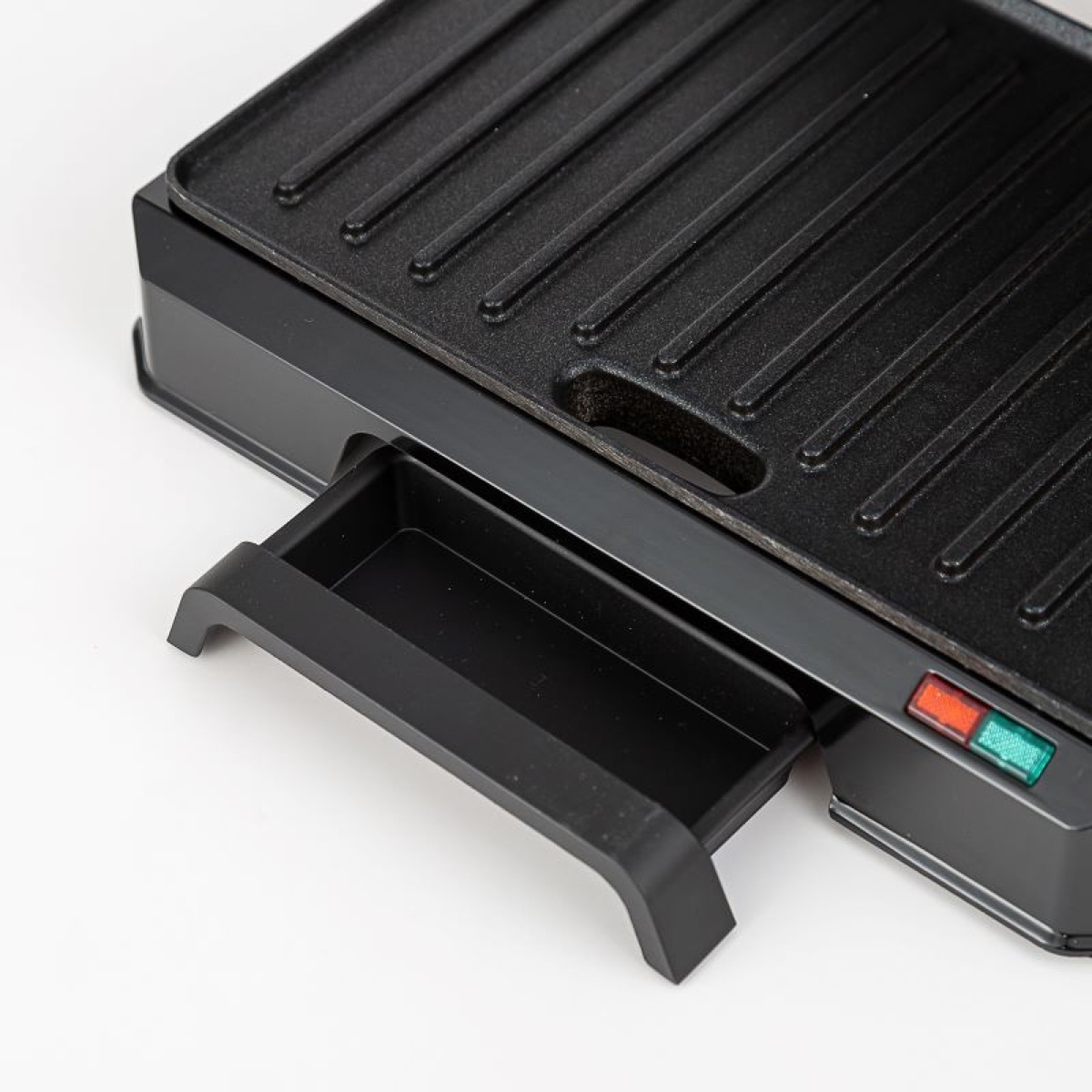 Panini Press with Locking Lid and Indicator Lights, Mini 2-slice Panini Press, Grilled Cheese Maker, Opens 180 Degrees for Any Size, Cool Touch Handle, view 4